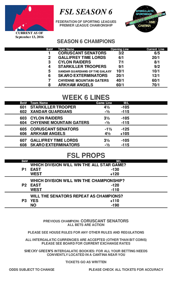 Week 6 Lines