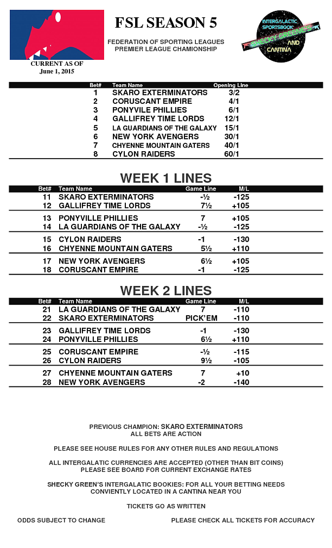 Season 5 Weeks 1 & 2